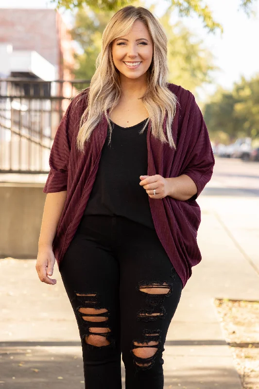 Let's Grab Brunch Cardigan, Merlot