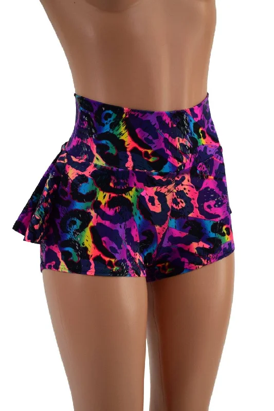 Rainbow Leopard Ruffle Rump Shorts