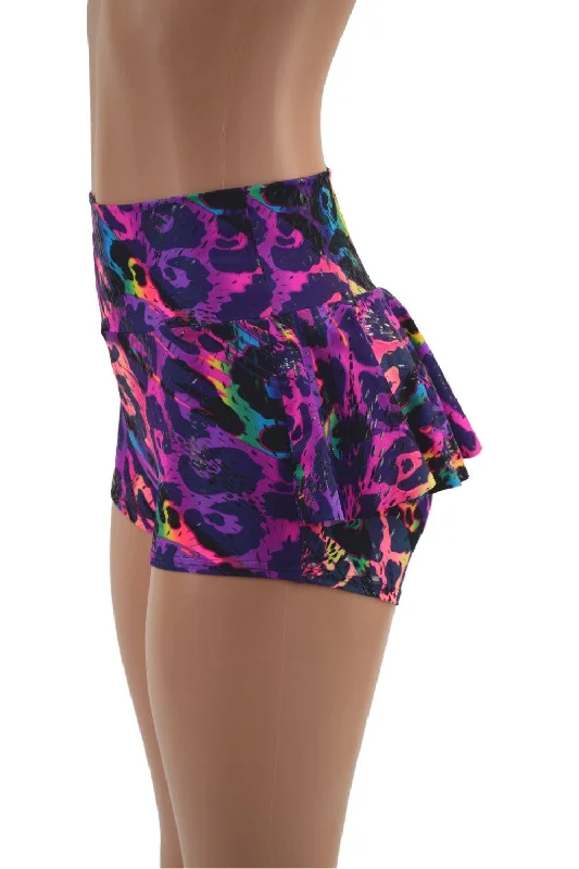 Rainbow Leopard Ruffle Rump Shorts