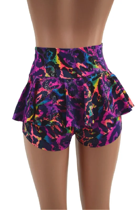 Rainbow Leopard Ruffle Rump Shorts