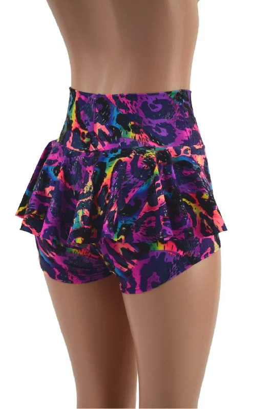 Rainbow Leopard Ruffle Rump Shorts