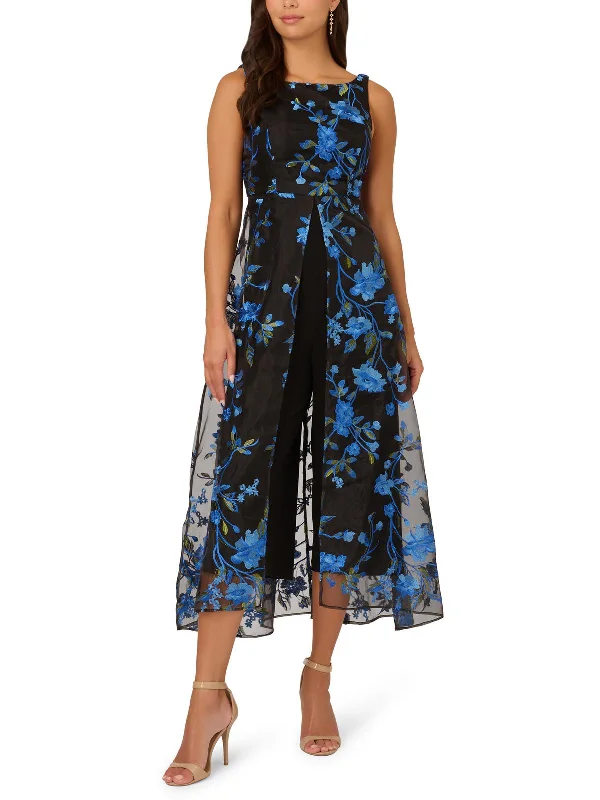 Womens Floral Embroidered Jumpsuit