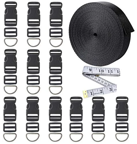 Hanging toiletry bags with multiple compartments for bathroom essentialsWomen's Travel - Friendly Backpack Rain Covers in Transparent Material12 Yards Black Nylon Heavy Webbing Straps with 12 Set Plastic 1 Inch Flat Side Release Buckles, Tri-Glide Slides and D Rings for DIY Making Luggage Strap, Pet Collar, Backpack Repairing