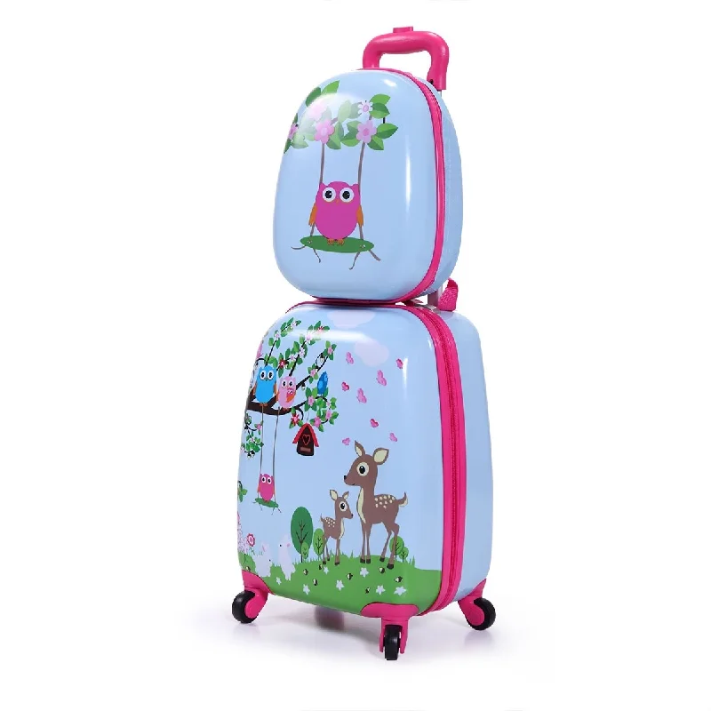 Travel backpack rain covers made of durable nylon materialAdjustable Luggage Straps in Pink with Reflective Stripes for Night Travel2 PCS Kid's Animal Patterns Suitcase Luggage Set 16'' Carry on Hardside Spinner Toddler Travel Rolling Luggage Girls Boys