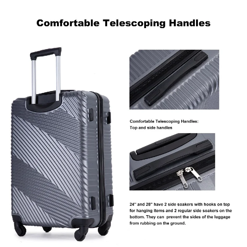 Luggage trolley organizers to hold small items like keys and phonesTravel Bag ID Card Holders in Clear Vinyl with Lanyards3 Piece Luggage Sets PC+ABS Lightweight Suitcase Electronic Pattern Accent Trunks with 2 Hooks, Spinner Wheels, (20/ 24/ 28)