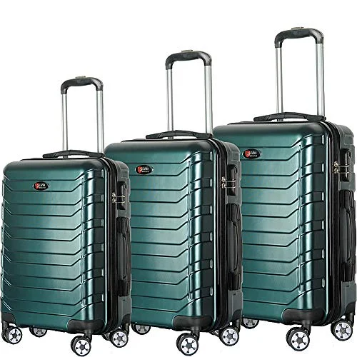 Travel - Size Toiletry Bottles with Leak - Proof Caps in ClearBrio Luggage Evergreen 3 Piece Hardside Spinner Luggage Set (Dark Green)