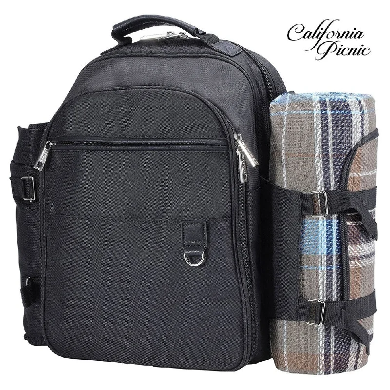 Anti - Theft Crossbody Travel Bags with RFID Protection in Gray for City TripsCalifornia Picnic Backpack Basket Stylish All-in-One Portable Picnic Bag for 4 person with Complete Wooden Cutlery Set