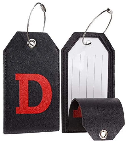Leather luggage handles for a comfortable and stylish gripFoldable Travel Laundry Bags in Floral Print for Keeping Clothes OrganizedCasmonal Initial Leather Luggage Tag Travel Bag Tag Fully Bendable 1 pcs Set(D)
