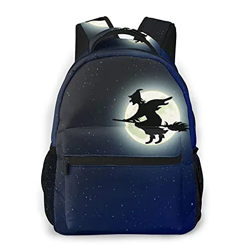 Expandable packing cubes sets in various sizes for organized suitcase packingLightweight Nylon Travel Organizer Pouches in Multicolor for Neat PackingCasual Backpack,Horror Movie Spooky Witch Flying On A Br,Business Daypack Schoolbag For Men Women Teen