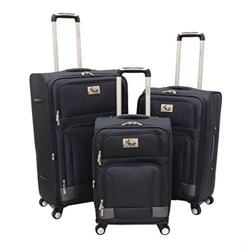 Monogrammed Leather Luggage Tags in Brown for a Personalized TouchChariot Genoa 3-Piece Lightweight Upright Spinner Luggage Set, Navy Grey
