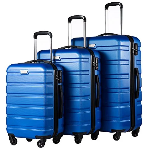 Waterproof luggage covers for protection against rain on outdoor tripsExpandable Travel Toiletry Bags in Clear Plastic for Easy Airport ScreeningCOOLIFE Luggage 3 Piece Set Suitcase Spinner Hardshell Lightweight TSA Lock (Blue)