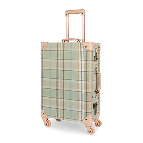 Compact Travel Umbrella Pouches in Navy Blue for Easy StorageCOTRUNKAGE Travel Luggage Trunk Vintage Women Suitcase with TSA Lock (26" (Single), Plaid)