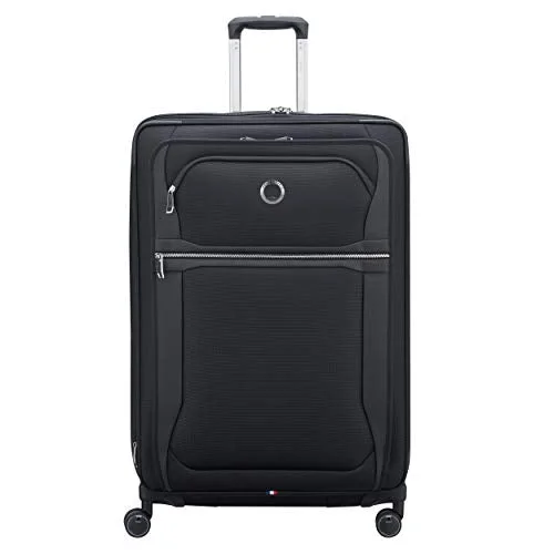 Waterproof luggage covers for protection against rain on outdoor tripsExpandable Travel Toiletry Bags in Clear Plastic for Easy Airport ScreeningDELSEY Paris Executive Collection Softside Expandable Luggage with Spinner Wheels, Black, Checked-Large 29 Inch