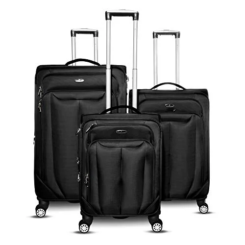 Luggage trolley organizers to hold small items like keys and phonesTravel Bag ID Card Holders in Clear Vinyl with LanyardsGabbiano Bellagio Collection 3 Piece Softside Spinner Luggage Set (Black)