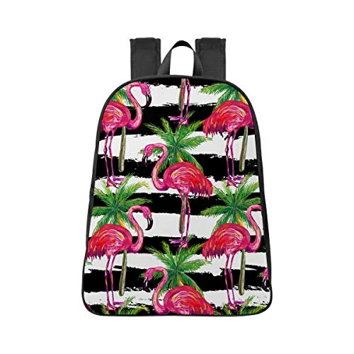 Neck pillows with memory foam for comfortable in - flight or car ridesCompression Packing Cubes in Black and White for Saving Luggage SpaceInterestPrint Tropical Flamingo and Palm TRE Lightweight Durable Daypack School Backpack