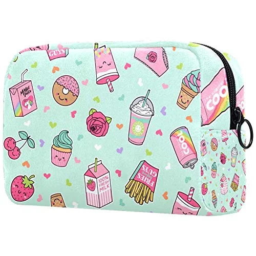 Travel Neck Pillow Covers in Soft Fleece in Gray for ComfortLORVIES Cupcake Makeup Bag Toiletry Bag for Women Skincare Cosmetic Handy Pouch Zipper Handbag