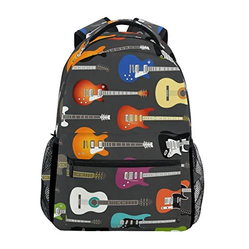 Compression Packing Cubes in Black and White for Saving Luggage SpaceLORVIES Electric Guitars Background Casual Backpack School Bag Travel Daypack