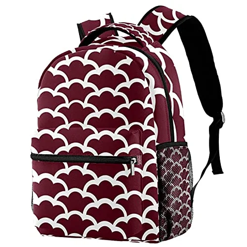 Monogrammed Leather Luggage Tags in Brown for a Personalized TouchLORVIES Red And White Japanese Wave Motif Lightweight School Classic Backpack Travel Rucksack for Girls Women Kids Teens