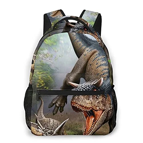 Luggage trolley organizers to hold small items like keys and phonesTravel Bag ID Card Holders in Clear Vinyl with LanyardsMulti leisure backpack,Carnotaurus Attacking An Antarctopelta Armore, travel sports School bag for adult youth College Students