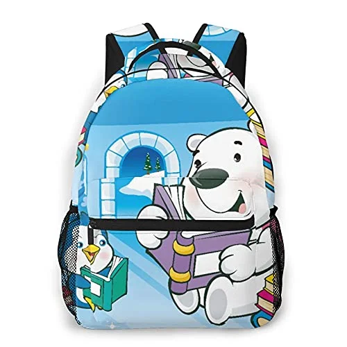 Luggage trolley organizers to hold small items like keys and phonesTravel Bag ID Card Holders in Clear Vinyl with LanyardsMulti leisure backpack,Children Cartoon Polar Bear And Penguin Are R, travel sports School bag for adult youth College Students