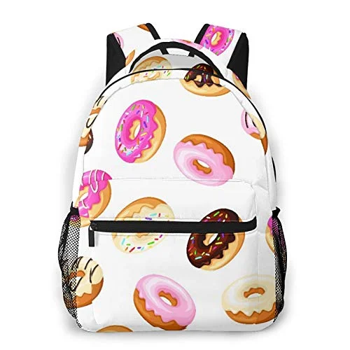 Anti - theft RFID blocking travel wallet for safe money and card storageTravel Jewelry Organizers in Velvet with Multiple Compartments in PurpleMulti leisure backpack,Colorful Donuts With Glaze And Sprinkles On A, travel sports School bag for adult youth College Students