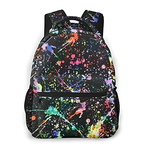 Luggage trolley organizers to hold small items like keys and phonesTravel Bag ID Card Holders in Clear Vinyl with LanyardsMulti leisure backpack,Colorful Paint Splatter, travel sports School bag for adult youth College Students