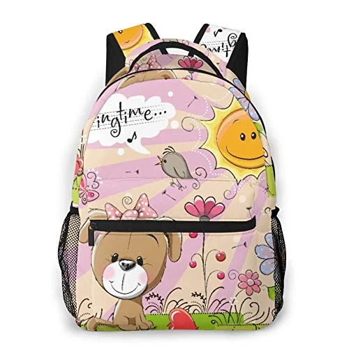 Travel Shoe Bags in Polyester with Ventilation Holes in KhakiMulti leisure backpack,Cute Cartoon Puppy On The Meadow With Flowers, travel sports School bag for adult youth College Students Travel Shoe Bags in Polyester with Ventilation Holes in KhakiMulti leisure backpack,Cute Cartoon Puppy On The Meadow With Flowers, travel sports School bag for adult youth College Students