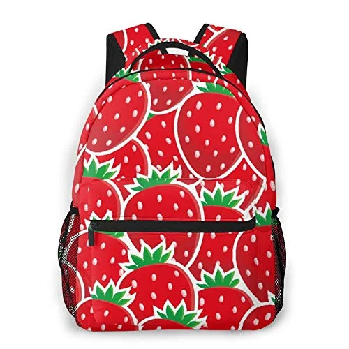 Compression packing bags to save space in travel backpacksMonogrammed Leather Luggage Tags in Brown for a Personalized TouchMulti leisure backpack,Strawberry Themed Botany Seeds Yummy Food Org, travel sports School bag for adult youth College Students