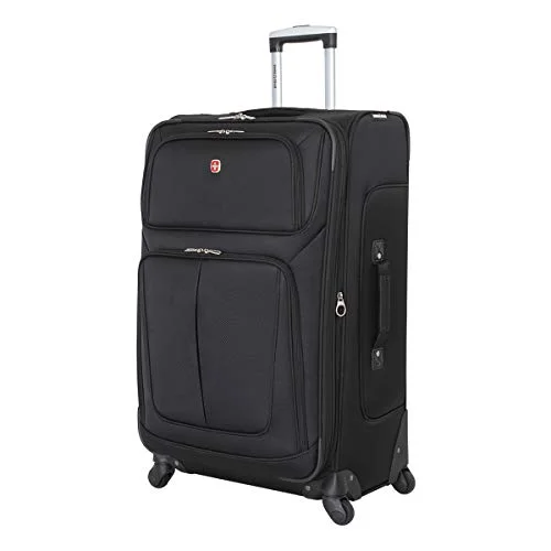 Leather luggage handles for a comfortable and stylish gripFoldable Travel Laundry Bags in Floral Print for Keeping Clothes OrganizedSwissGear Sion Softside Luggage with Spinner Wheels, Black, Checked-Large 29-Inch
