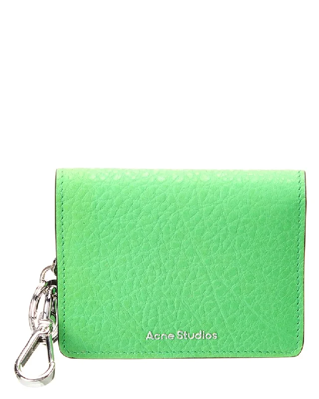 Women's money clip with a scalloped edge​Acne Studios Logo Leather Card Case