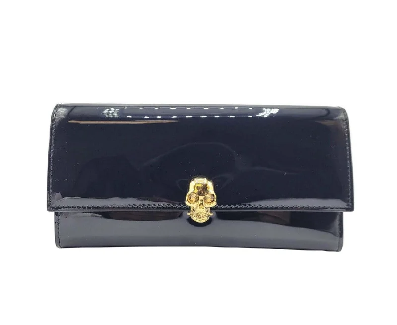 Women's money clip with a double - sided design​Alexander McQueen Women's  Patent Leather Continental Wallet