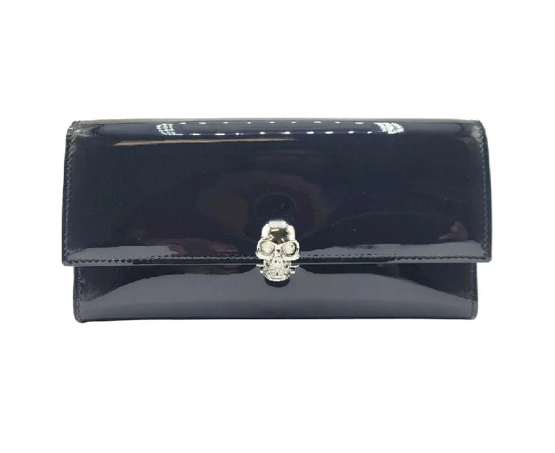 Women's money clip with a swarovski crystal accent​Alexander McQueen Women's  Patent Leather Continental Wallet
