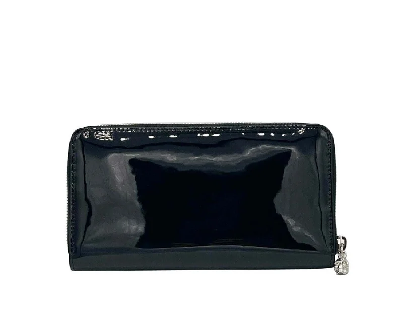 Women's money clip for a back - to - school accessory​Alexander McQueen Women's  Patent Leather Zip Around Wallet