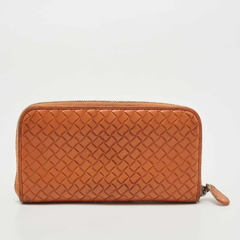 Elegant women's money clip for formal occasionsBottega Veneta Orange Intrecciato Leather Zip Around Continental Wallet Elegant women's money clip for formal occasionsBottega Veneta Orange Intrecciato Leather Zip Around Continental Wallet