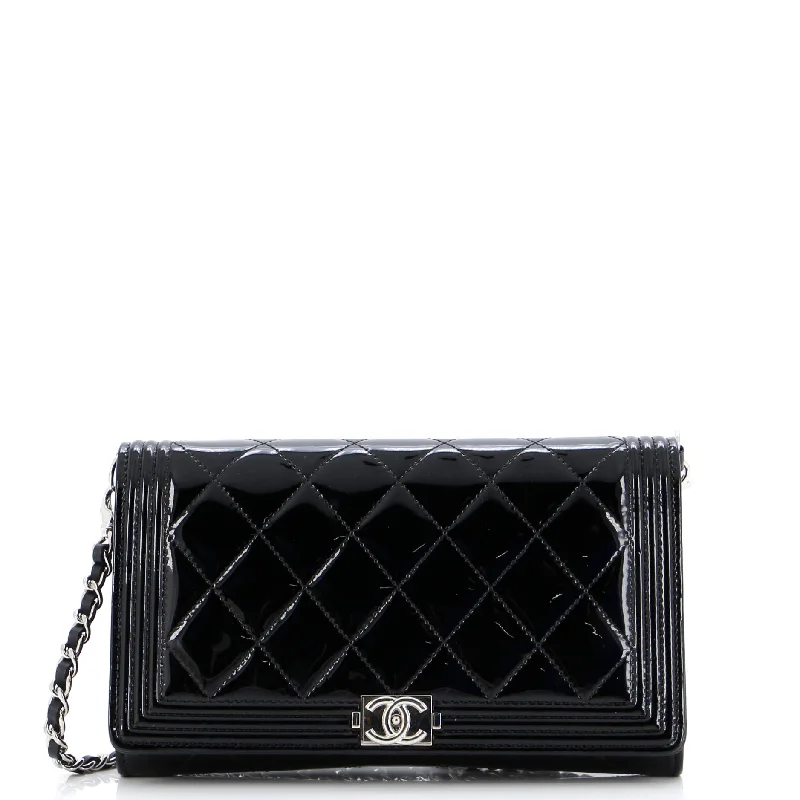 Women's money clip for a back - to - school accessoryBoy Wallet on Short Chain Quilted Patent Women's money clip for a back - to - school accessoryBoy Wallet on Short Chain Quilted Patent