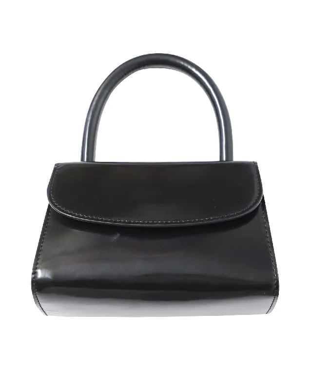 Women's money clip with a heart - shaped cutoutBy Far Mini Bag in Black Semi Patent Leather Women's money clip with a heart - shaped cutoutBy Far Mini Bag in Black Semi Patent Leather
