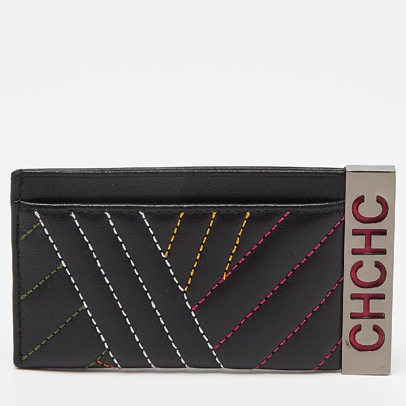 Women's money clip with a magnetic closureCh Carolina Herrera Black Quilted Leather Card Holder Women's money clip with a magnetic closureCh Carolina Herrera Black Quilted Leather Card Holder