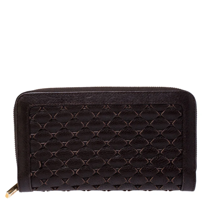 Women's money clip with a fingerprint - resistant finishChopard Brown Woven Leather Zip Around Continental Wallet.. Women's money clip with a fingerprint - resistant finishChopard Brown Woven Leather Zip Around Continental Wallet..