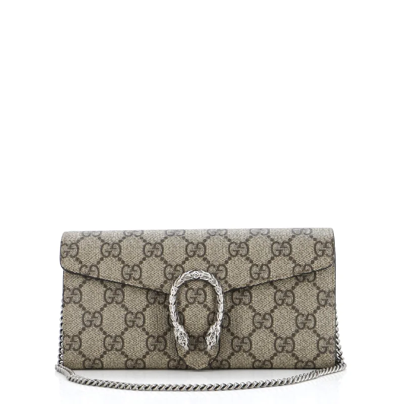 Colorful women's money clip for a pop of style​Dionysus Chain Wallet GG Coated Canvas Long