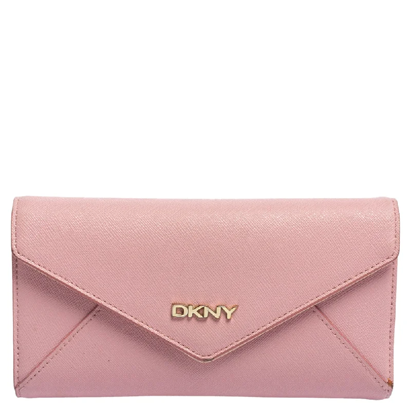 Stylish women's money clip for business meetings​Dkny Pink Saffiano Leather Envelope Flap Wallet