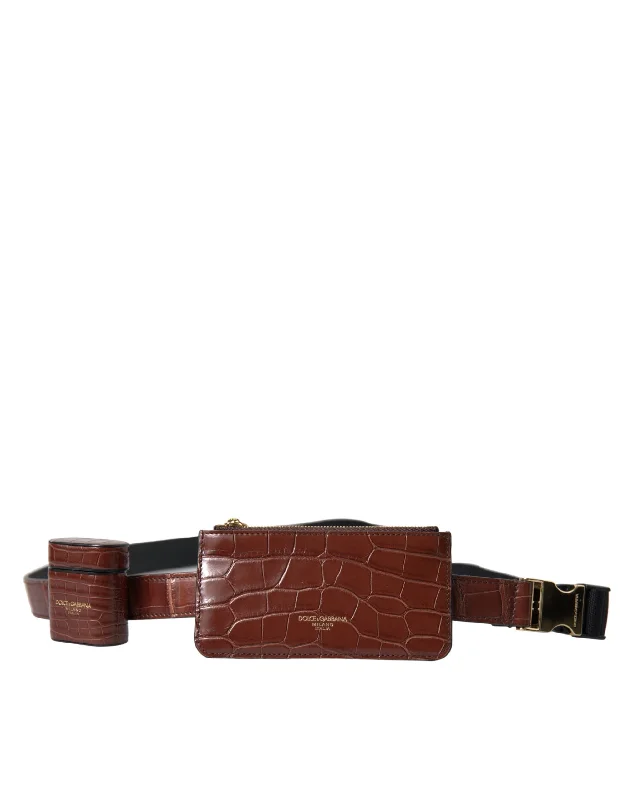 Colorful women's money clip for a pop of style​Dolce & Gabbana  Alligator Leather Airpods Case Coin Purse Women's Wallet