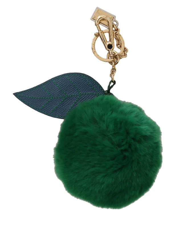 Women's money clip for minimalist fashionistas​Dolce & Gabbana Elegant Tricolor Fur Ball Women's Keychain
