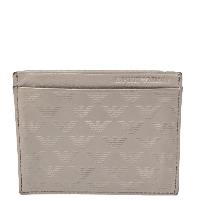 Women's money clip for eco - conscious consumers​Emporio Armani Grey Leather Card Holder