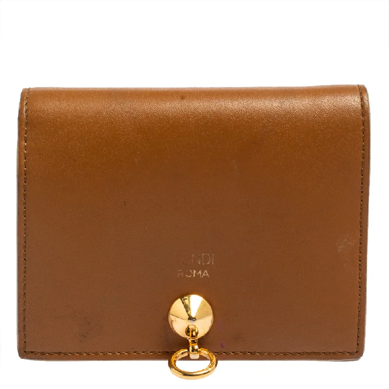 Lightweight women's money clip for everyday use​Fendi Brown Leather By The Way Bifold Wallet..