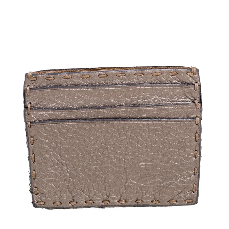 Soft - touch women's money clip for a comfortable gripFendi Grey Selleria Leather Card Holder.. Soft - touch women's money clip for a comfortable gripFendi Grey Selleria Leather Card Holder..