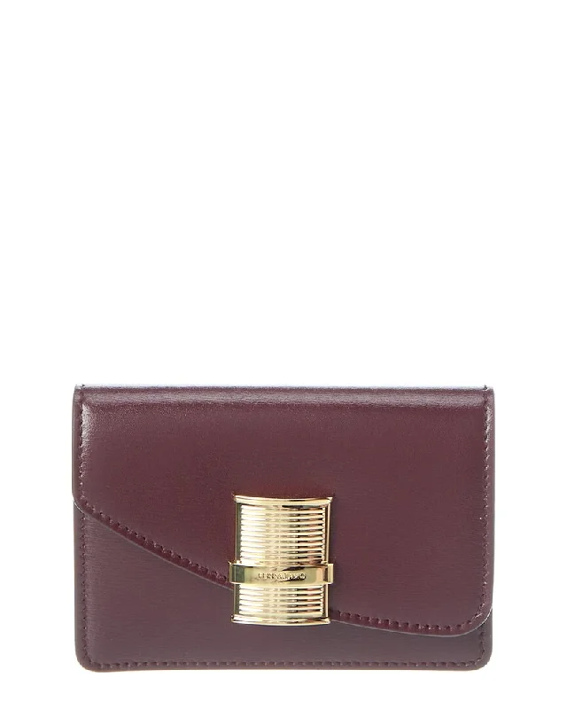 Women's money clip for minimalist fashionistas​Ferragamo Fiamma Leather Card Holder