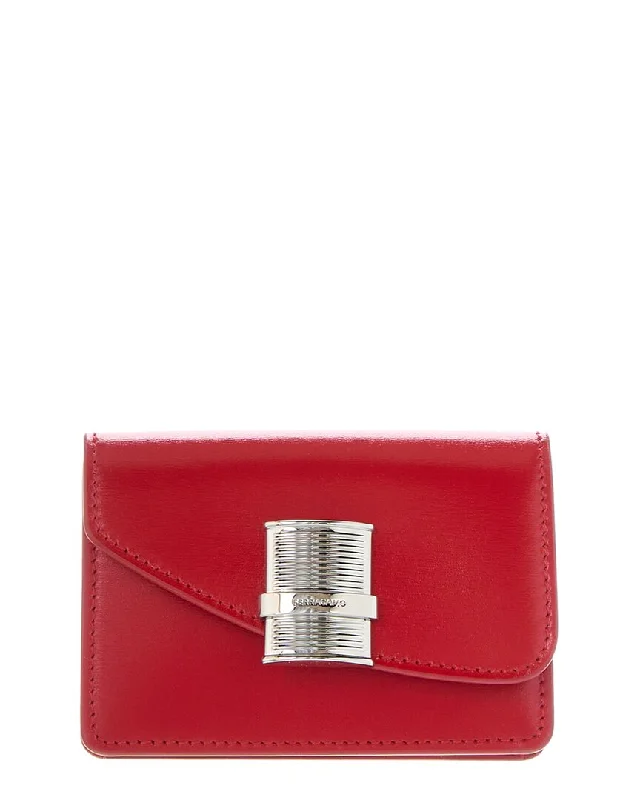 Women's money clip with a quilted texture​Ferragamo Fiamma Leather Card Holder