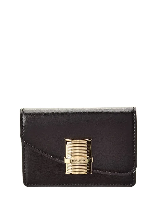 Women's money clip with a double - sided designFerragamo Fiamma Leather Card Holder Women's money clip with a double - sided designFerragamo Fiamma Leather Card Holder