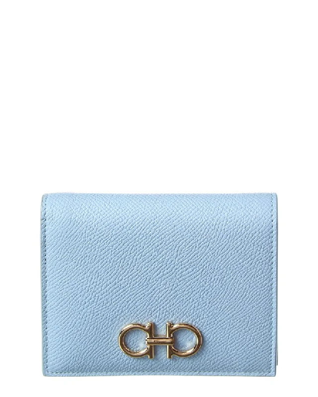 Women's money clip for left - handed users​Ferragamo Gancini Leather Compact French Wallet