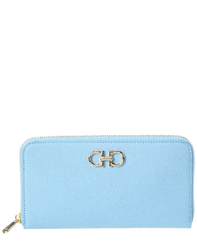 Women's money clip with a scalloped edge​Ferragamo Gancini Leather Continental Wallet